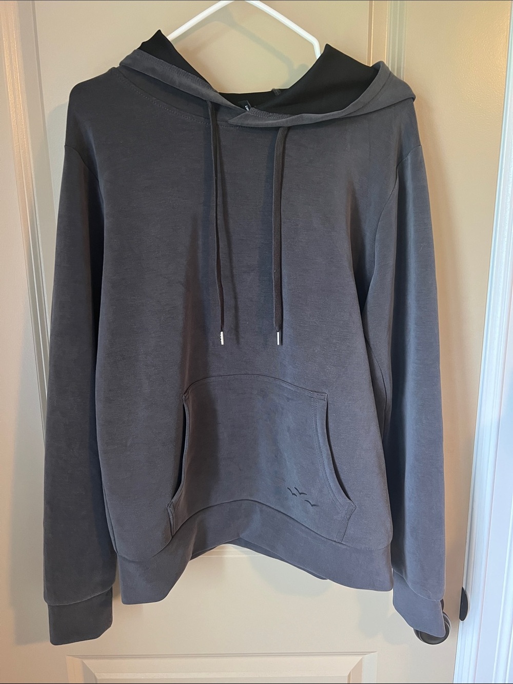 lazypants Luxe Crew Neck Charcoal Gray Hooded Pullover Sweatshirt Loungewear Sm